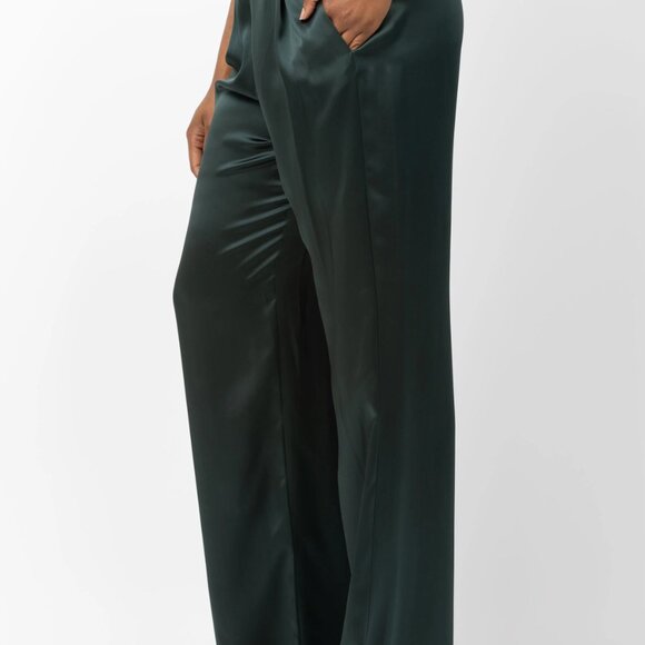 NWT THE SEI Women's Wide Leg Silk Trousers In Hunter Green Size 8 - Picture 5 of 8